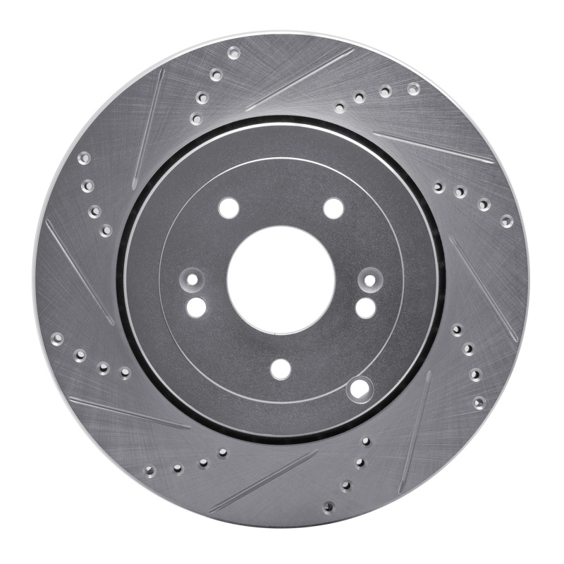 Picture of R1 10-16 Hyundai Genesis Coupe Rear Left Drilled & Slotted Silver Brake Rotor