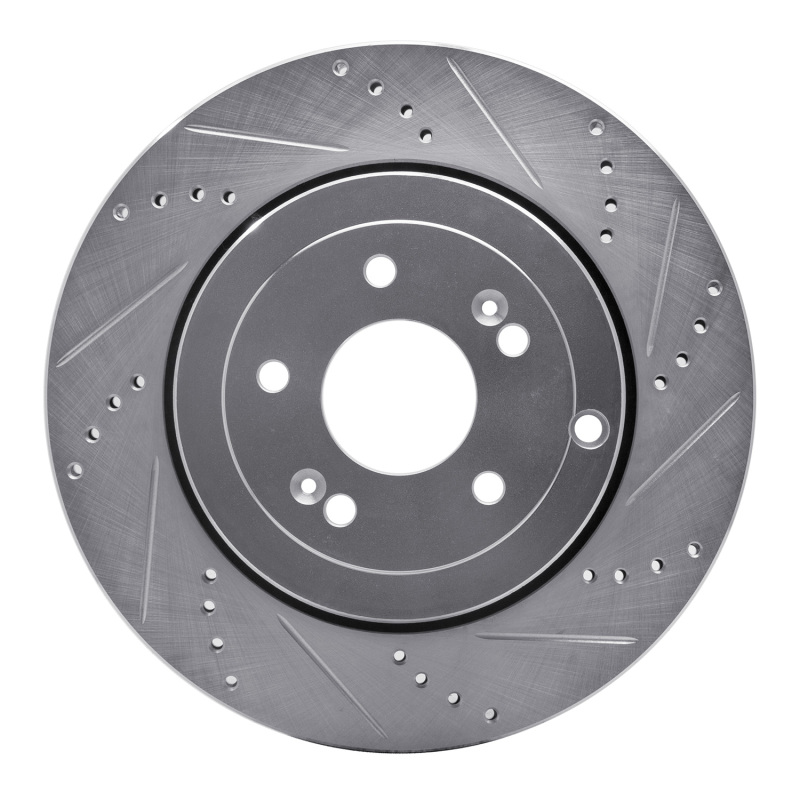Picture of R1 10-16 Hyundai Genesis Coupe Rear Right Drilled & Slotted Silver Brake Rotor