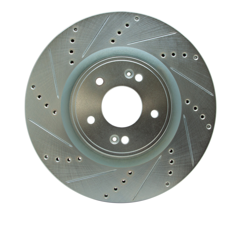 Picture of R1 10-16 Hyundai Genesis Coupe Front Left Drilled & Slotted Silver Brake Rotor