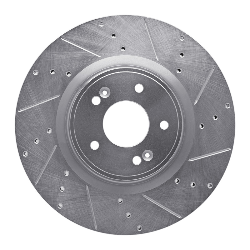 Picture of R1 10-16 Hyundai Genesis Coupe Front Right Drilled & Slotted Silver Brake Rotor