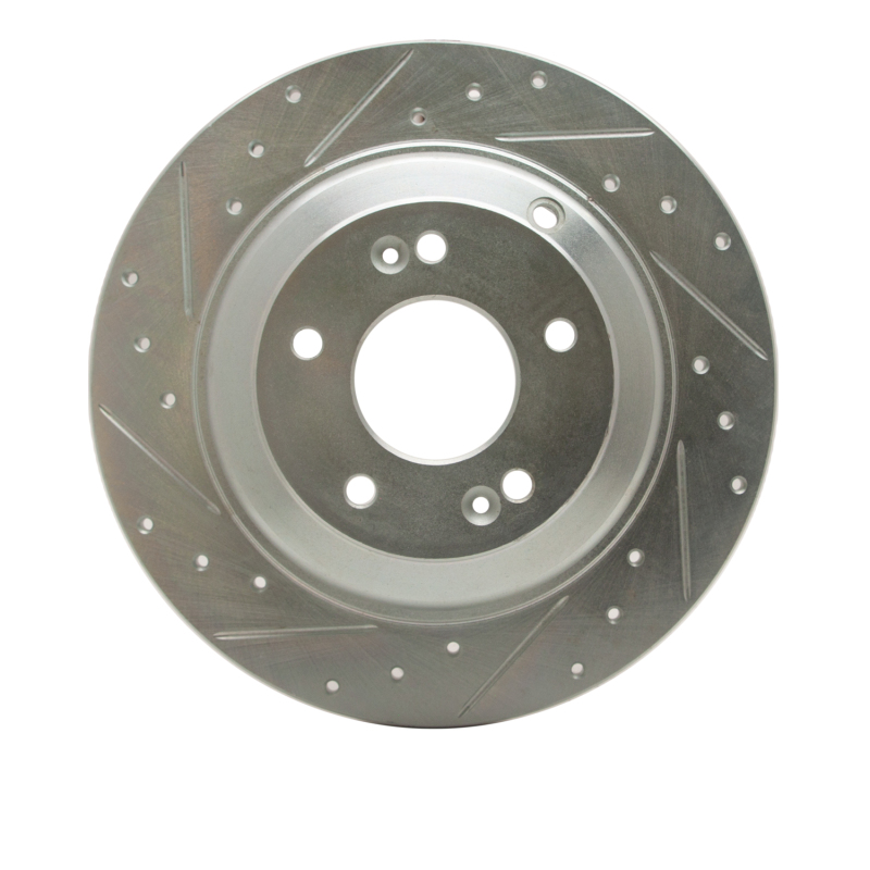 Picture of R1 10-16 Hyundai Genesis Coupe Rear Left Drilled & Slotted Silver Brake Rotor