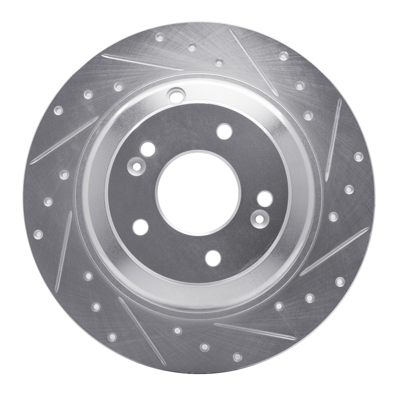 Picture of R1 10-16 Hyundai Genesis Coupe Rear Right Drilled & Slotted Silver Brake Rotor