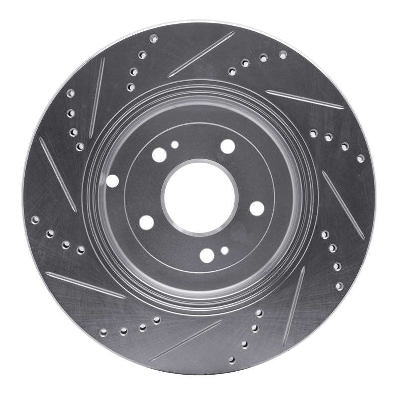 Picture of R1 10-16 Hyundai Genesis Coupe Rear Right Drilled & Slotted Silver Brake Rotor