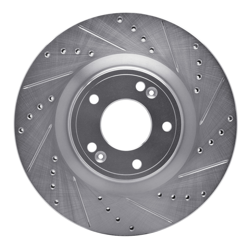 Picture of R1 10-16 Hyundai Genesis Coupe Front Right Drilled & Slotted Silver Brake Rotor