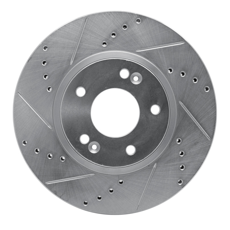 Picture of R1 07-12 Hyundai Veracruz Rear Left Drilled & Slotted Silver Brake Rotor