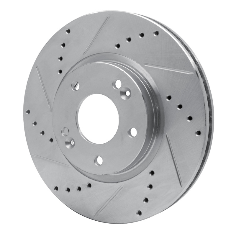 Picture of R1 07-09 Hyundai SANTA FE Front Left Drilled & Slotted Silver Brake Rotor