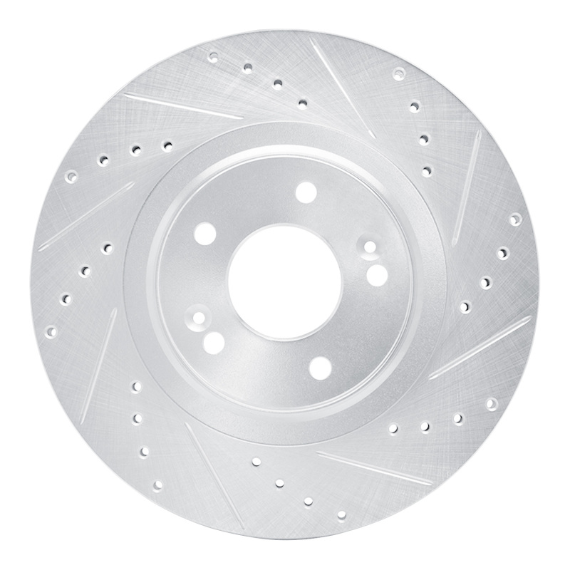 Picture of R1 13-20 Hyundai SANTA FE Front Right Drilled & Slotted Silver Brake Rotor