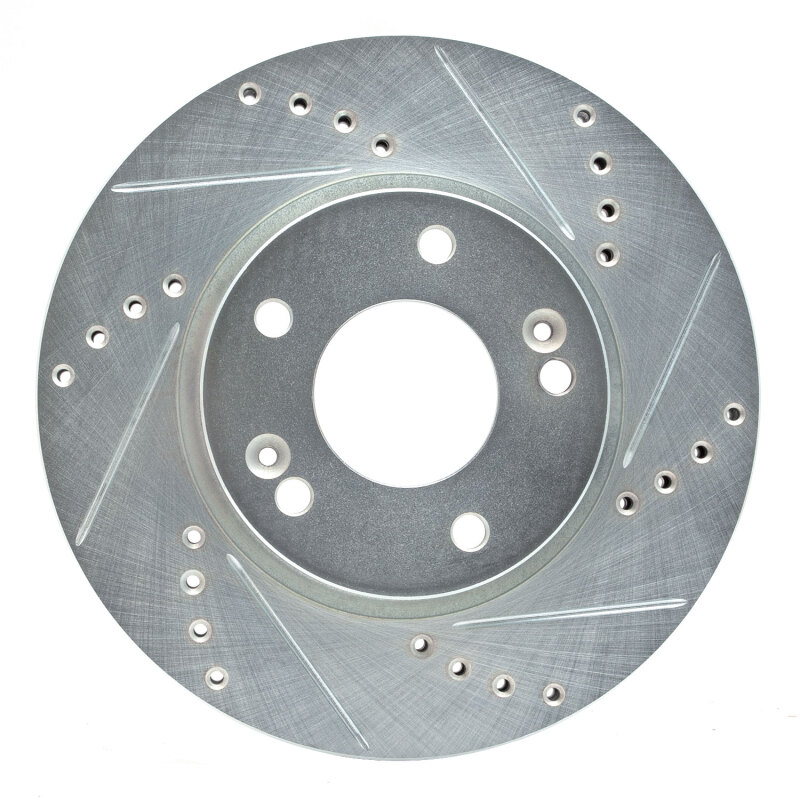 Picture of R1 15-25 Hyundai Kona EV Front Right Drilled & Slotted Silver Brake Rotor
