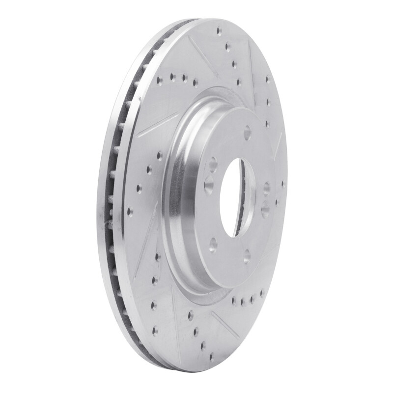 Picture of R1 15-25 Hyundai Kona EV Front Right Drilled & Slotted Silver Brake Rotor