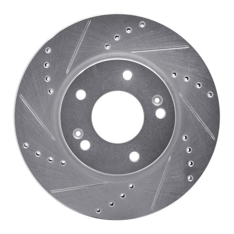 Picture of R1 17-22 Hyundai Ioniq Front Left Drilled & Slotted Silver Brake Rotor