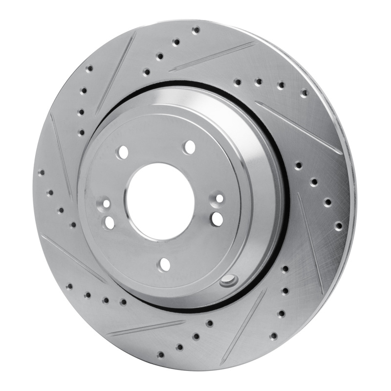 Picture of R1 18-23 Genesis G80 Rear Left Drilled & Slotted Silver Brake Rotor