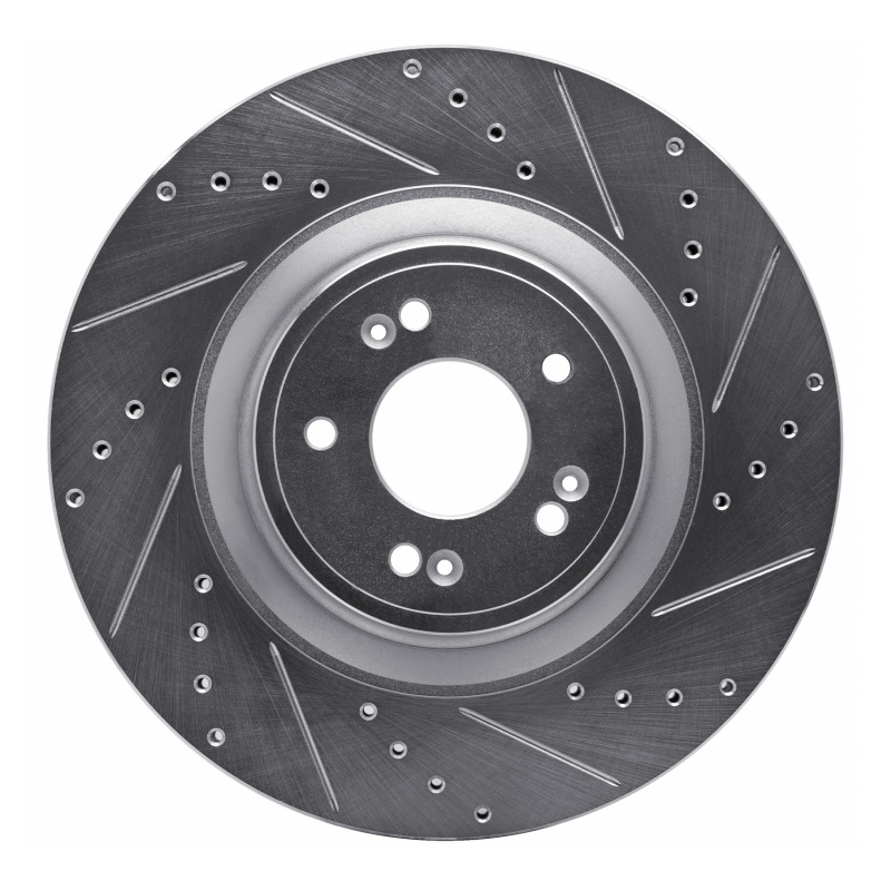 Picture of R1 18-20 Genesis G80 Front Right Drilled & Slotted Silver Brake Rotor