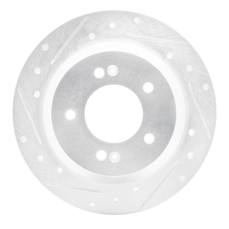 Picture of R1 14-23 Hyundai Kona Rear Left Drilled & Slotted Silver Brake Rotor
