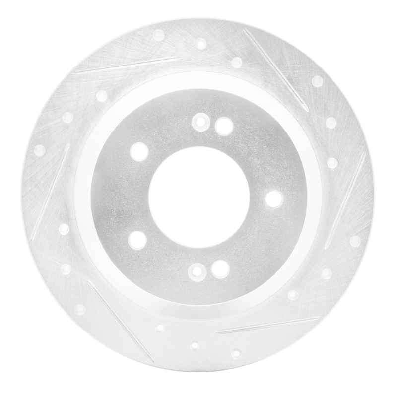 Picture of R1 14-23 Hyundai Kona Rear Right Drilled & Slotted Silver Brake Rotor