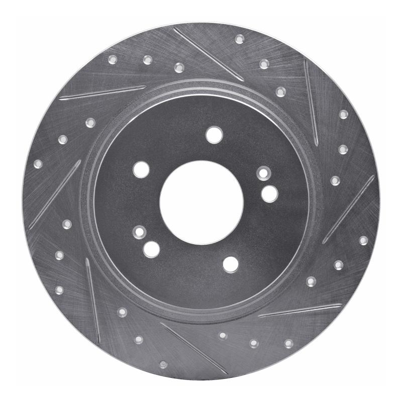 Picture of R1 19-25 Hyundai SANTA FE Rear Right Drilled & Slotted Silver Brake Rotor