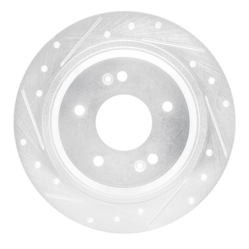 Picture of R1 18-25 Hyundai Kona Rear Left Drilled & Slotted Silver Brake Rotor