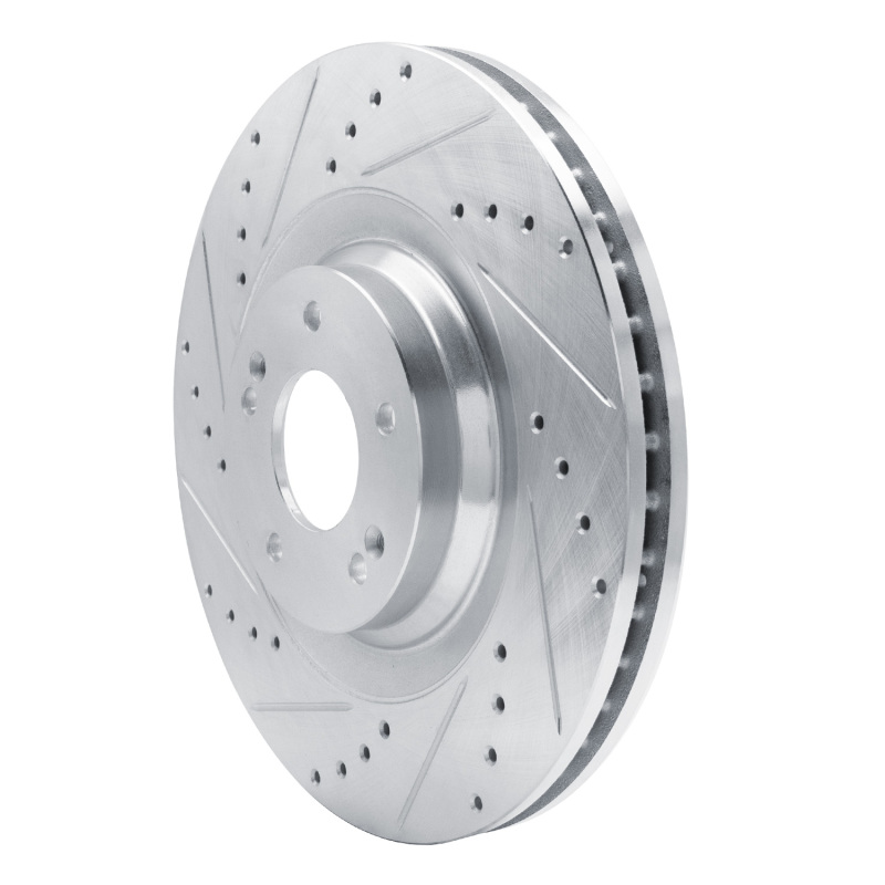 Picture of R1 19-22 Hyundai Veloster N Front Left Drilled & Slotted Silver Brake Rotor