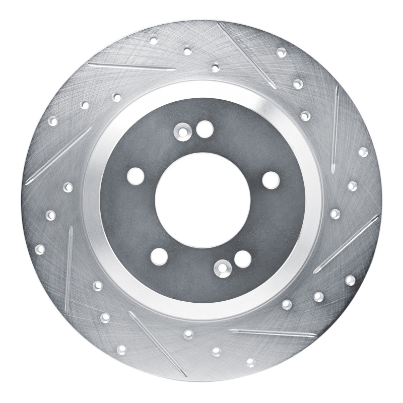 Picture of R1 19-22 Hyundai Veloster N Rear Right Drilled & Slotted Silver Brake Rotor