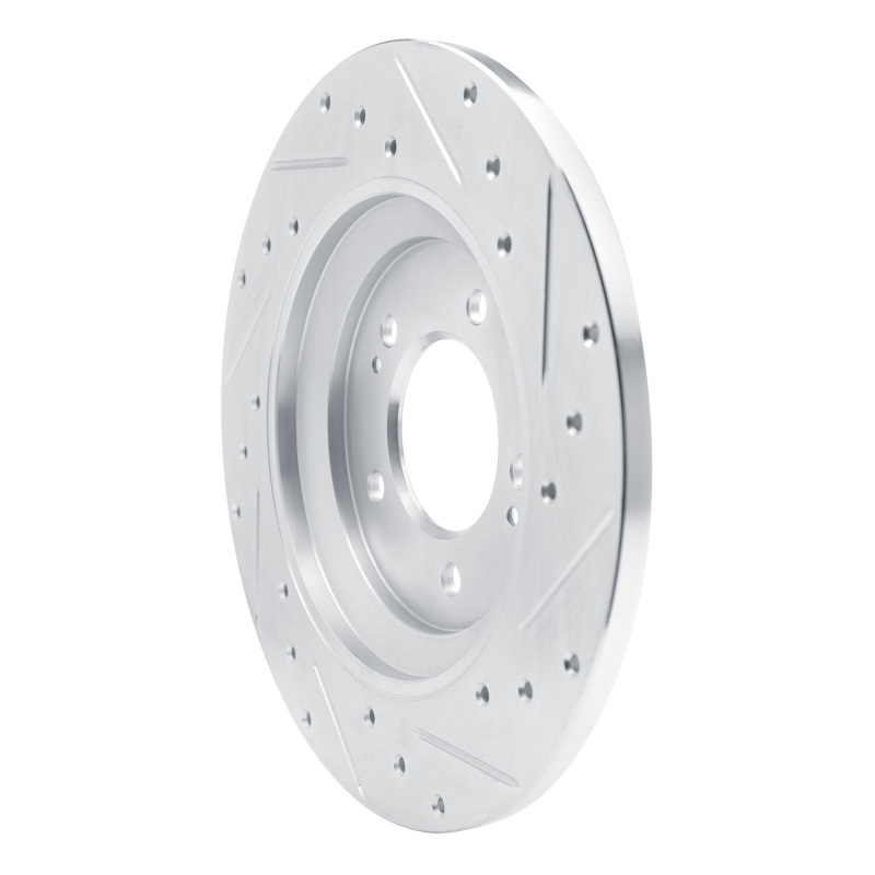 Picture of R1 19-22 Hyundai Veloster N Rear Left Drilled & Slotted Silver Brake Rotor
