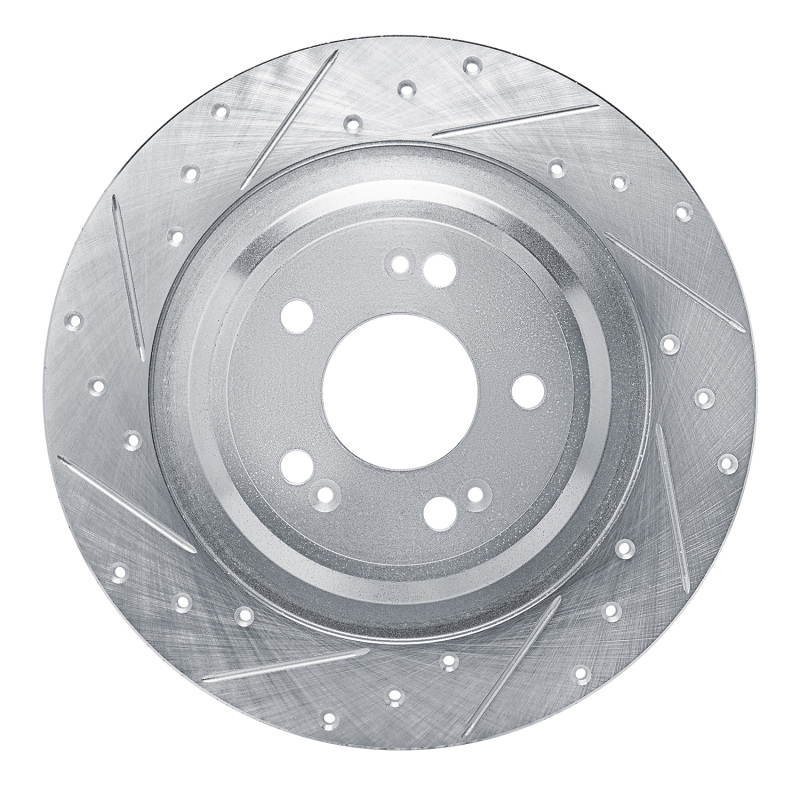 Picture of R1 21-25 Genesis GV70 Rear Left Drilled & Slotted Silver Brake Rotor