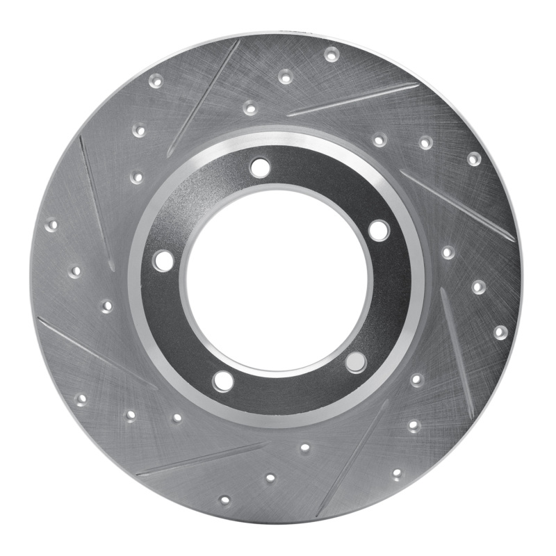 Picture of R1 74-99 Land Rover Discovery Front Left Drilled & Slotted Silver Brake Rotor