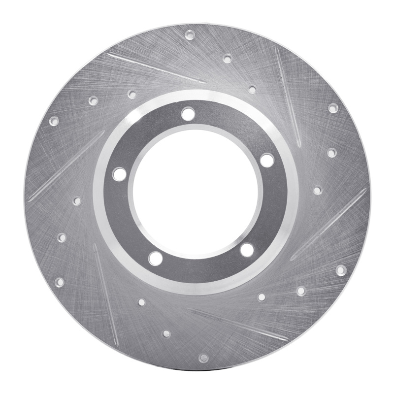 Picture of R1 74-99 Land Rover Defender 110 Front Right Drilled & Slotted Silver Brake Rotor