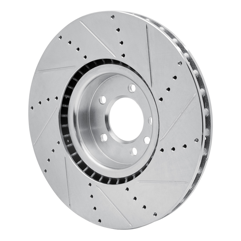 Picture of R1 10-17 Land Rover Range Rover Front Left Drilled & Slotted Silver Brake Rotor