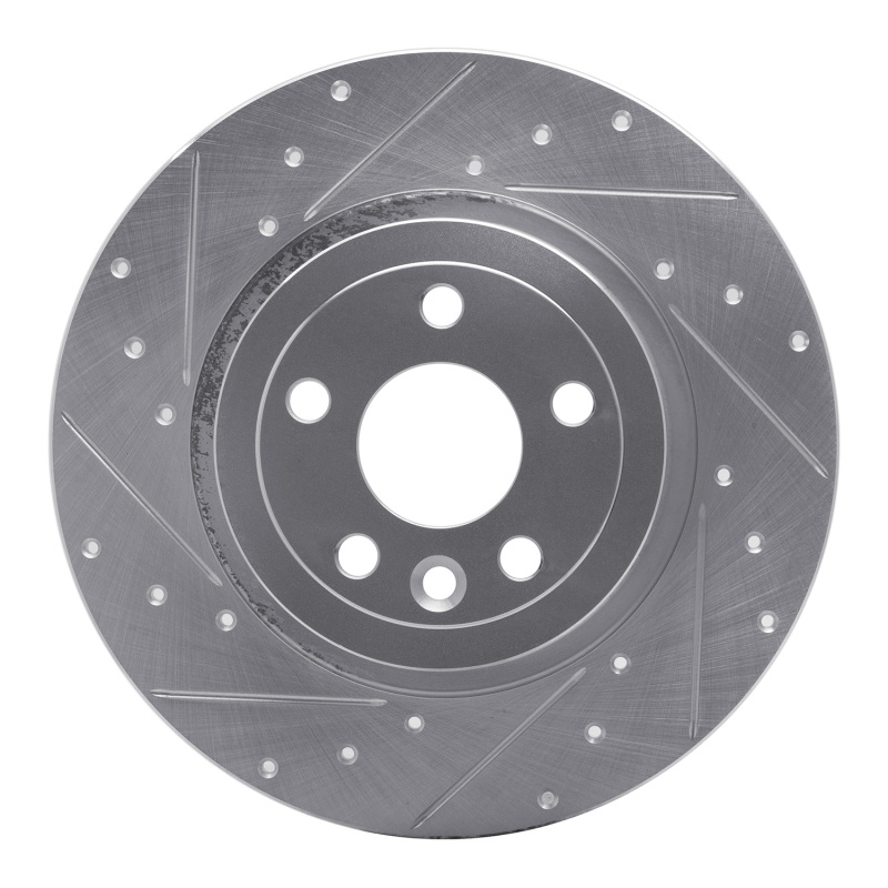 Picture of R1 16-19 Land Rover Range Rover Evoque Rear Left Drilled & Slotted Silver Brake Rotor