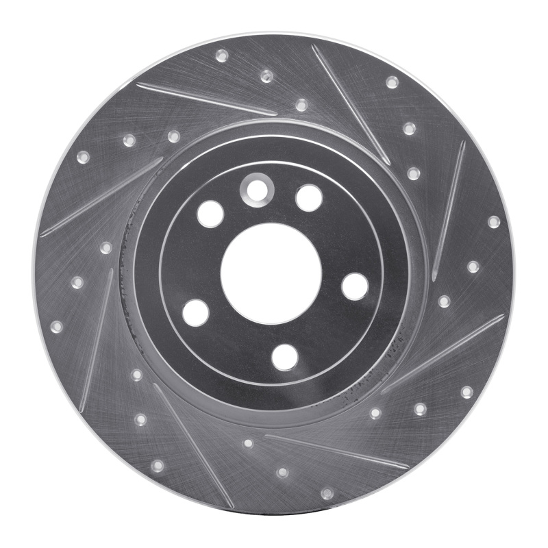 Picture of R1 16-19 Land Rover Range Rover Evoque Rear Right Drilled & Slotted Silver Brake Rotor