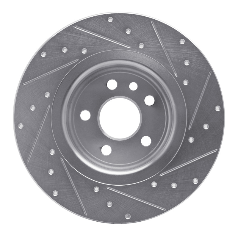 Picture of R1 16-19 Land Rover Range Rover Evoque Rear Left Drilled & Slotted Silver Brake Rotor