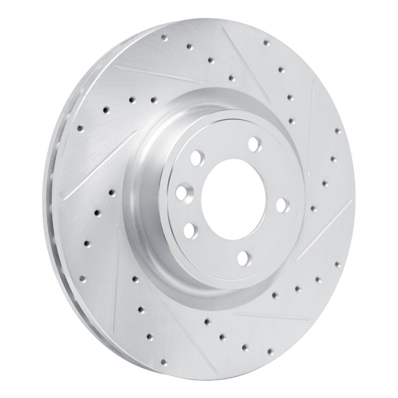 Picture of R1 18-24 Land Rover Discovery Front Right Drilled & Slotted Silver Brake Rotor