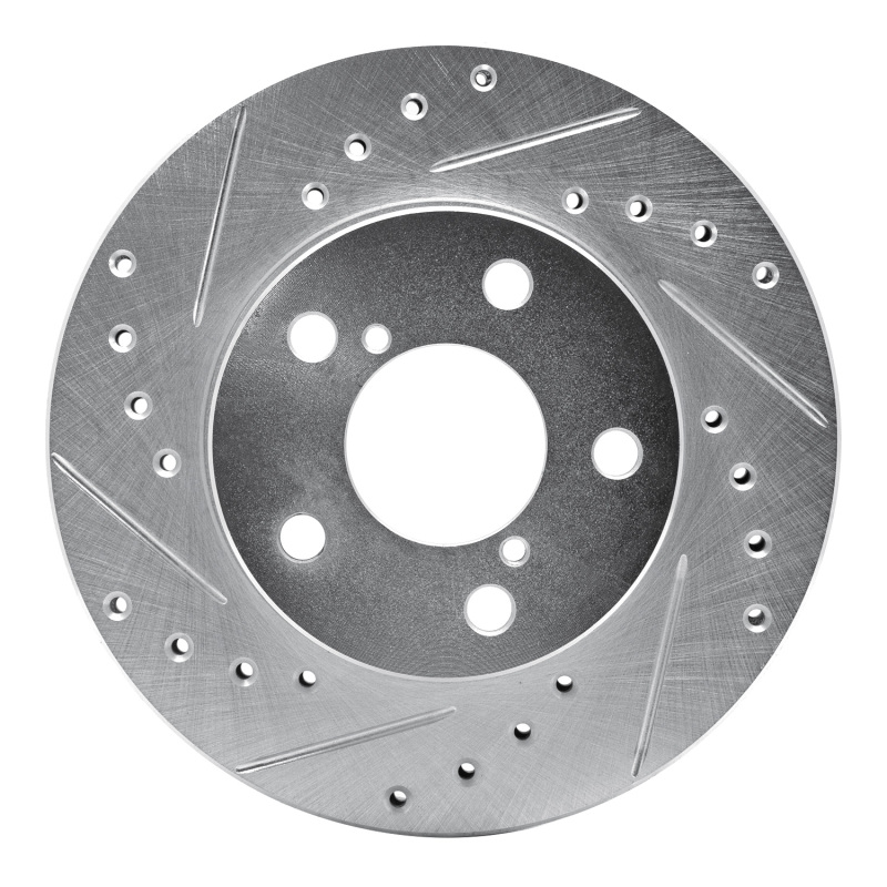 Picture of R1 93-96 Subaru Impreza Front Left Drilled & Slotted Silver Brake Rotor