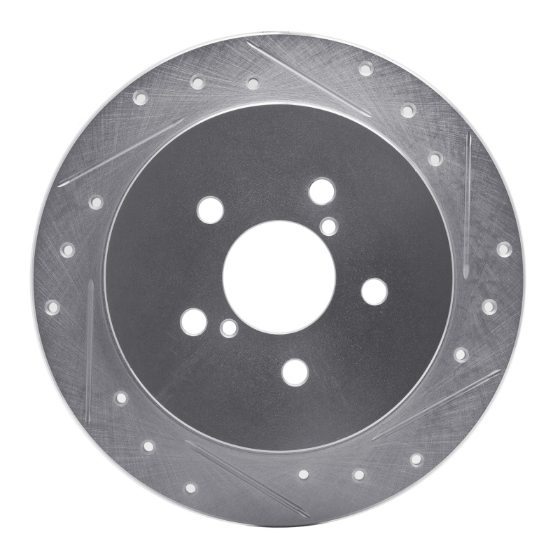 Picture of R1 05-09 Subaru Outback Rear Right Drilled & Slotted Silver Brake Rotor