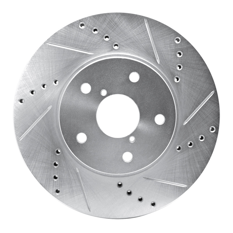 Picture of R1 15-19 Subaru Legacy Front Right Drilled & Slotted Silver Brake Rotor