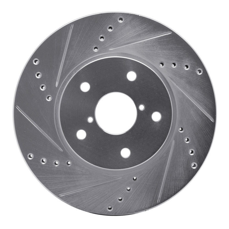 Picture of R1 15-19 Subaru Legacy Front Left Drilled & Slotted Silver Brake Rotor