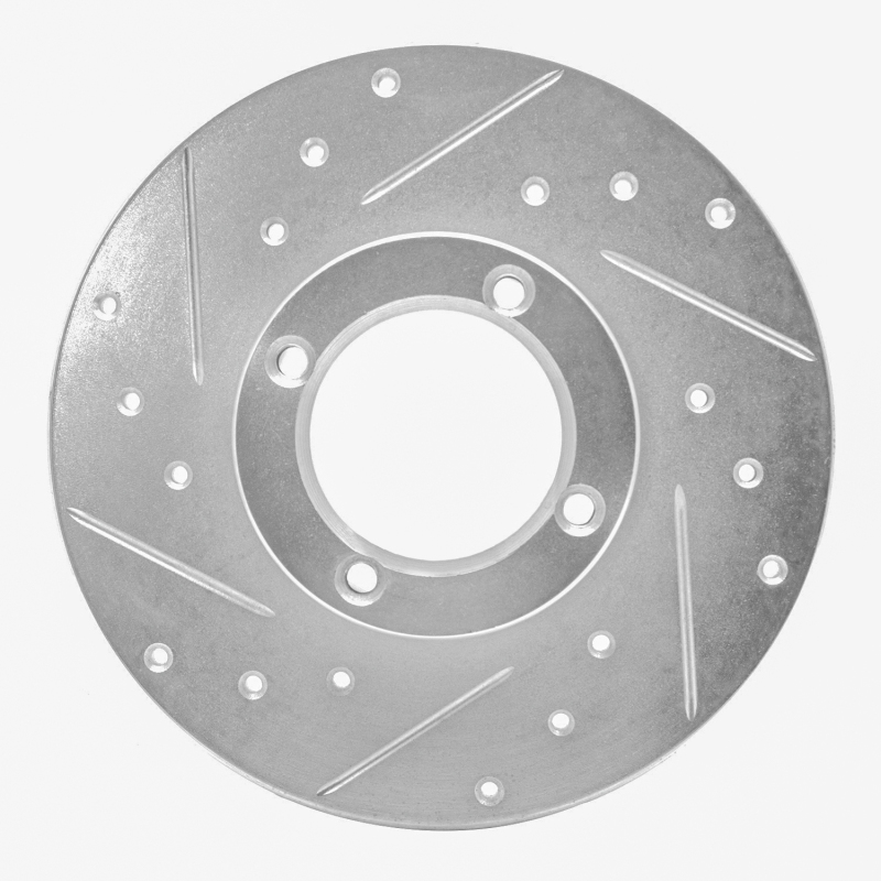 Picture of R1 80-83 Subaru STANDARD Front Left Drilled & Slotted Silver Brake Rotor