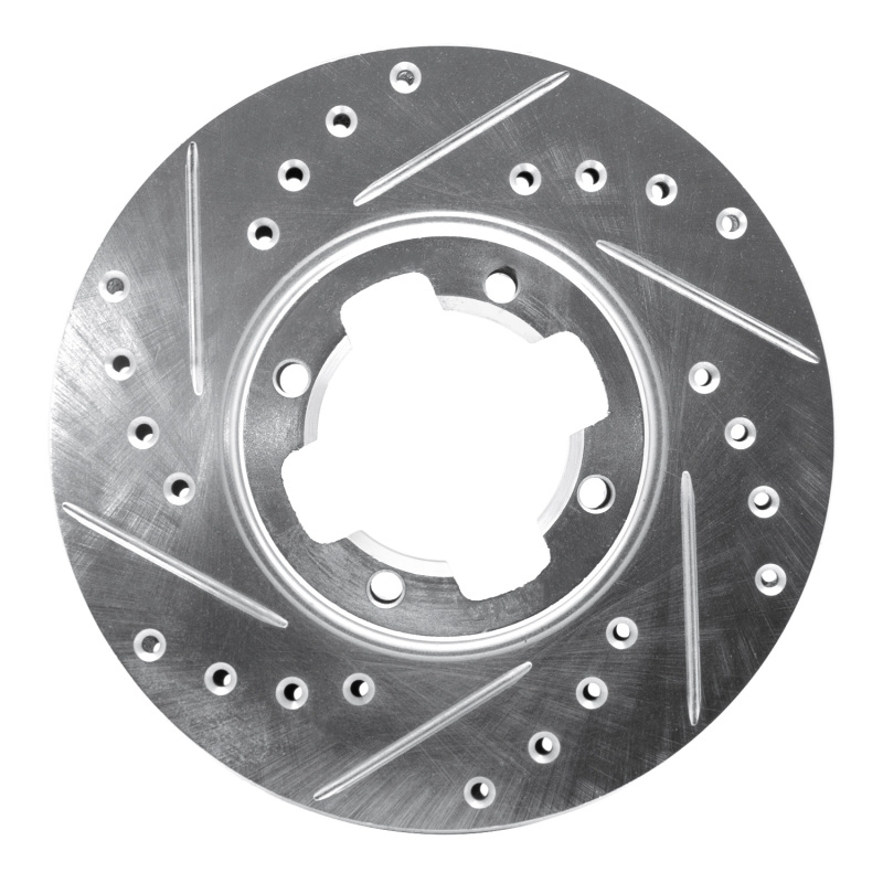 Picture of R1 83-89 Subaru STANDARD Front Left Drilled & Slotted Silver Brake Rotor