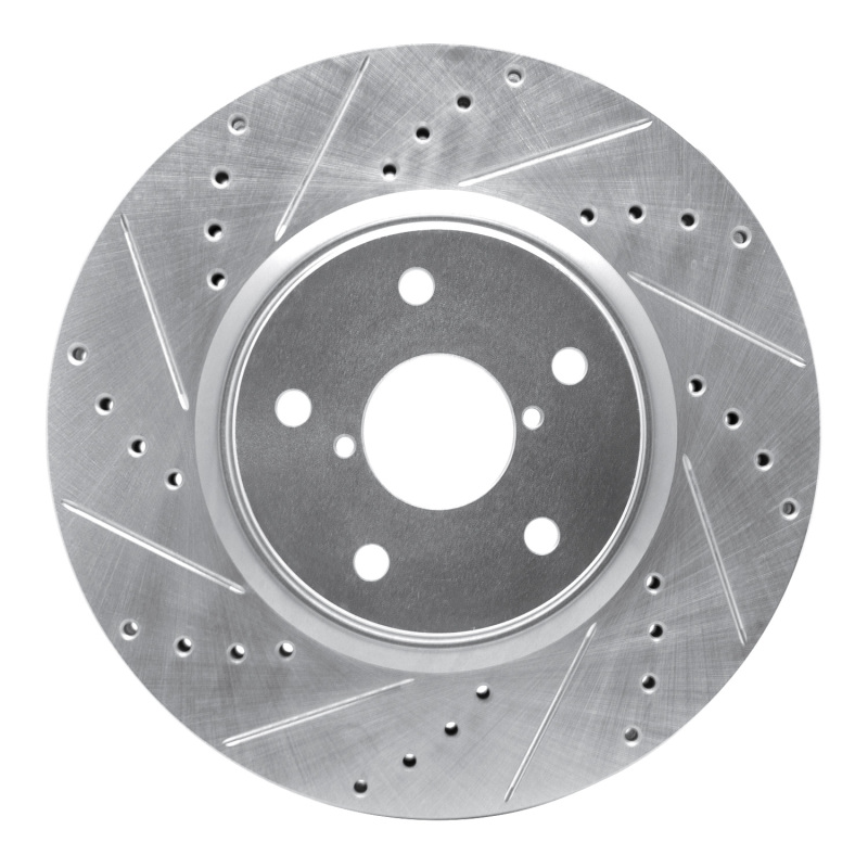 Picture of R1 06-21 Subaru Legacy Front Left Drilled & Slotted Silver Brake Rotor