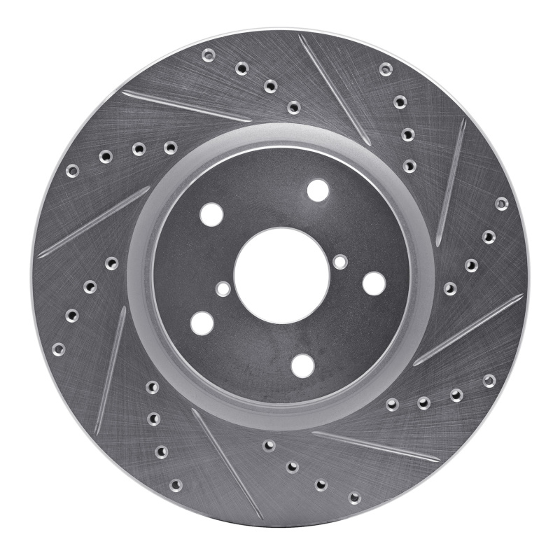 Picture of R1 06-21 Subaru WRX Front Right Drilled & Slotted Silver Brake Rotor