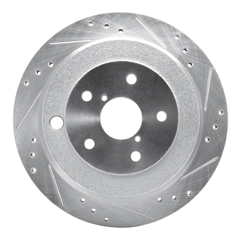 Picture of R1 06-14 Subaru B9 TRIBECA Rear Right Drilled & Slotted Silver Brake Rotor