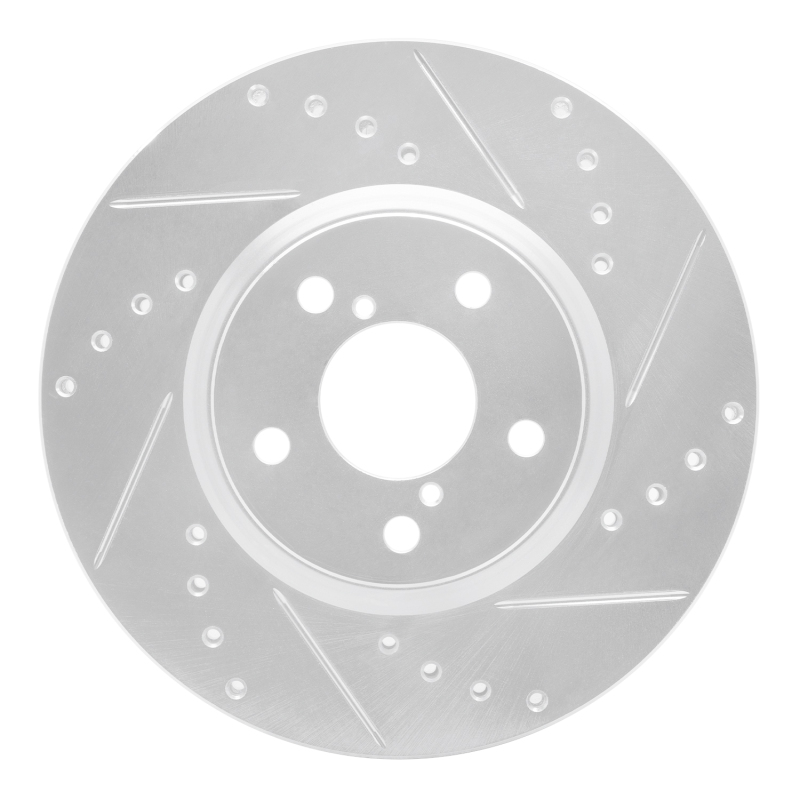 Picture of R1 17-23 Subaru Impreza Front Right Drilled & Slotted Silver Brake Rotor