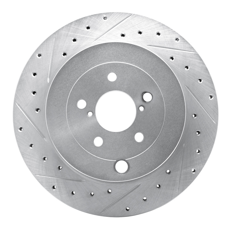 Picture of R1 17-25 Subaru BRZ Rear Left Drilled & Slotted Silver Brake Rotor