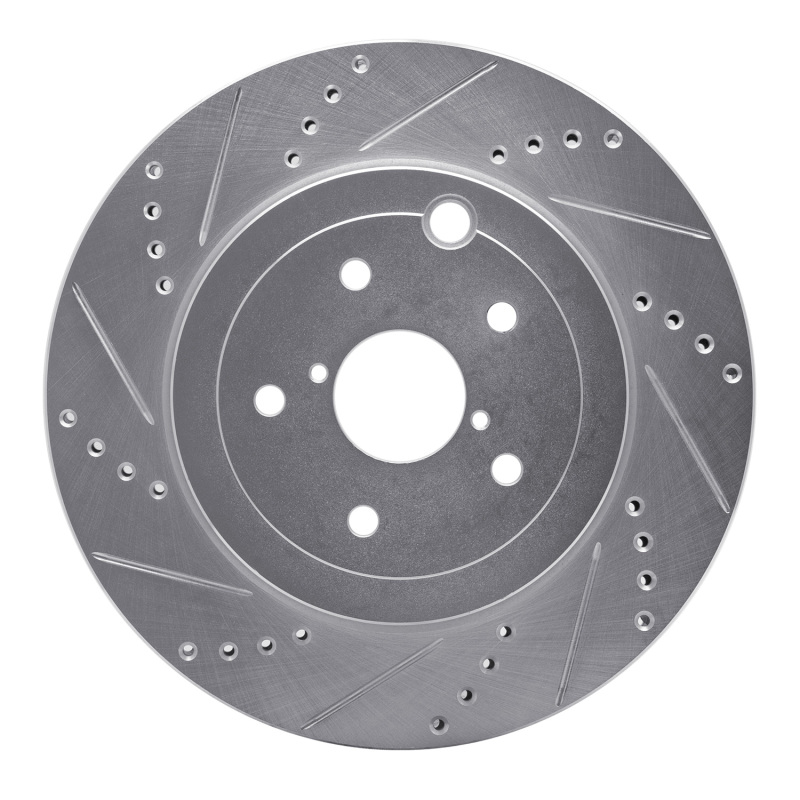 Picture of R1 18-25 Subaru WRX STI Rear Left Drilled & Slotted Silver Brake Rotor