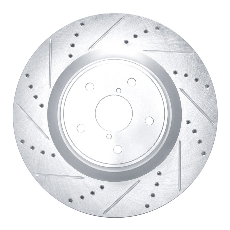 Picture of R1 18-25 Subaru WRX STI Front Left Drilled & Slotted Silver Brake Rotor