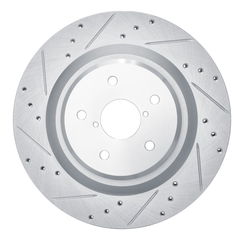 Picture of R1 19-25 Subaru ASCENT Rear Left Drilled & Slotted Silver Brake Rotor