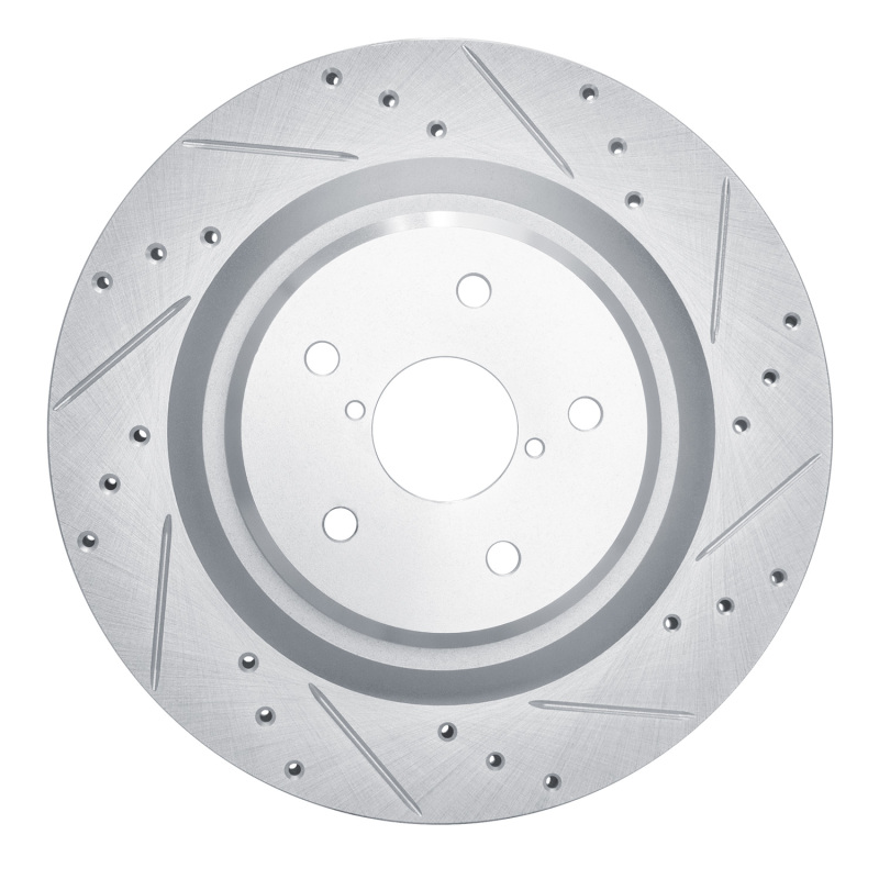 Picture of R1 19-25 Subaru ASCENT Rear Right Drilled & Slotted Silver Brake Rotor