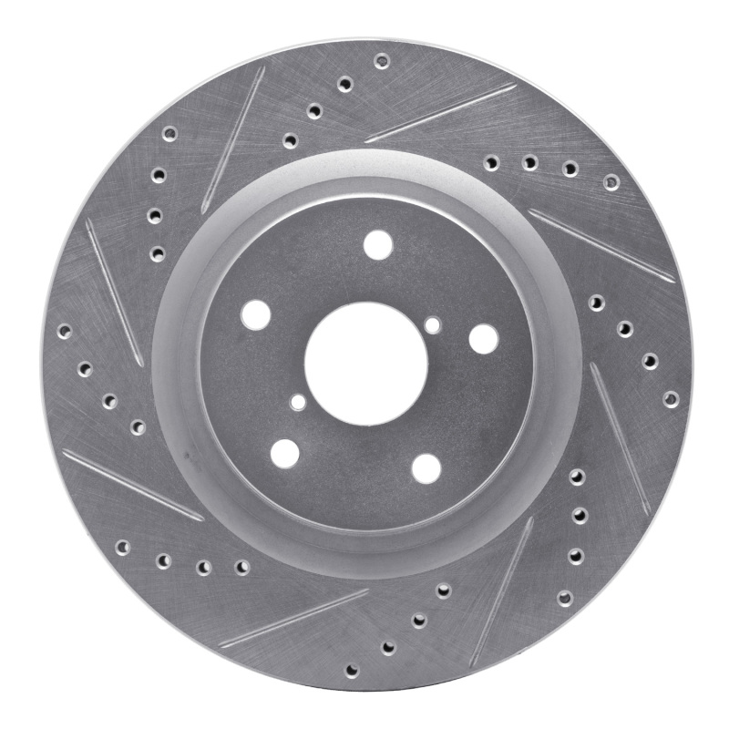 Picture of R1 19-24 Subaru Forester Front Left Drilled & Slotted Silver Brake Rotor