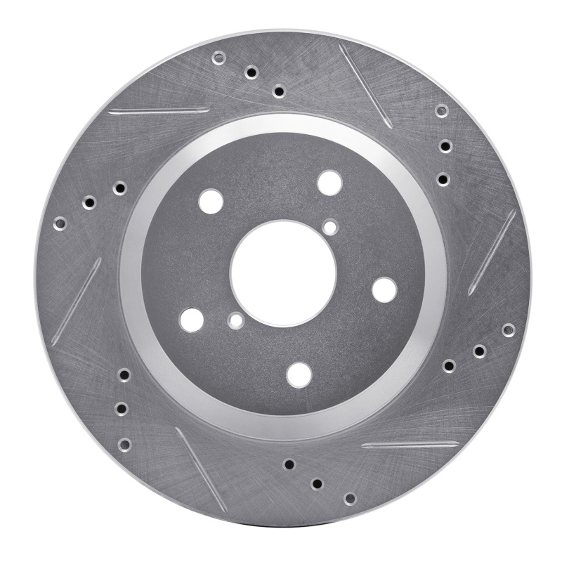 Picture of R1 19-25 Subaru Crosstrek Rear Right Drilled & Slotted Silver Brake Rotor