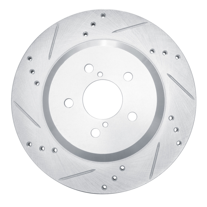 Picture of R1 19-23 Subaru Crosstrek Rear Left Drilled & Slotted Silver Brake Rotor