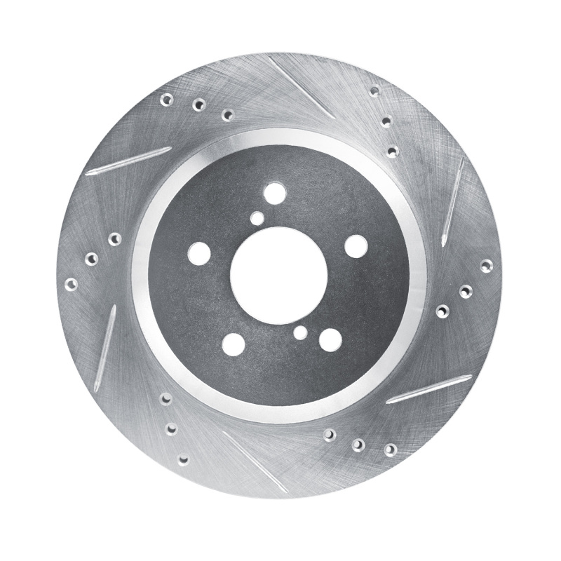 Picture of R1 19-23 Subaru Crosstrek Rear Right Drilled & Slotted Silver Brake Rotor